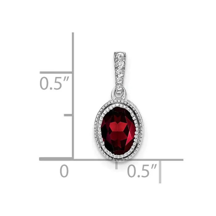 Necklaces Goldia 14k White Gold Oval Garnet and Real Diamond Pendant