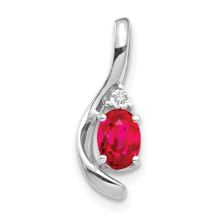 Necklaces Goldia 14k White Gold Ruby and Diamond Pendant
