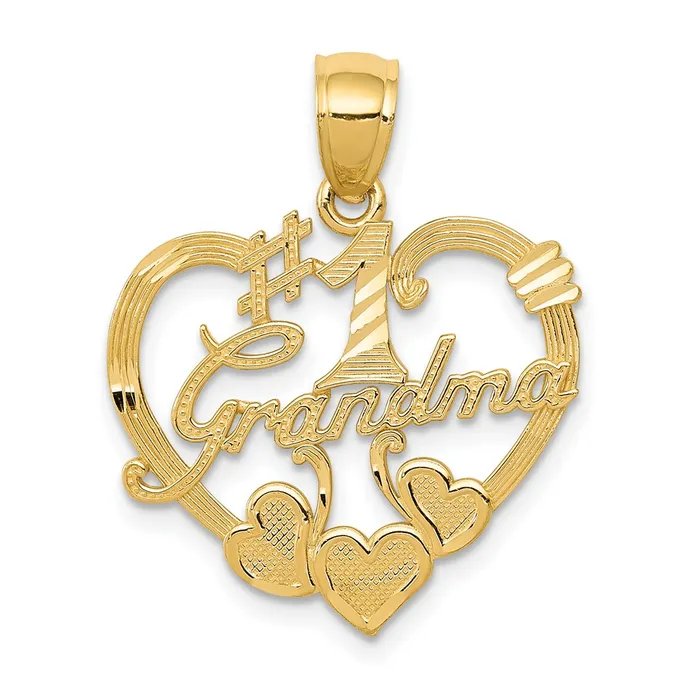 Necklaces Goldia 14k Yellow Gold 1 GRANDMA Heart Pendant