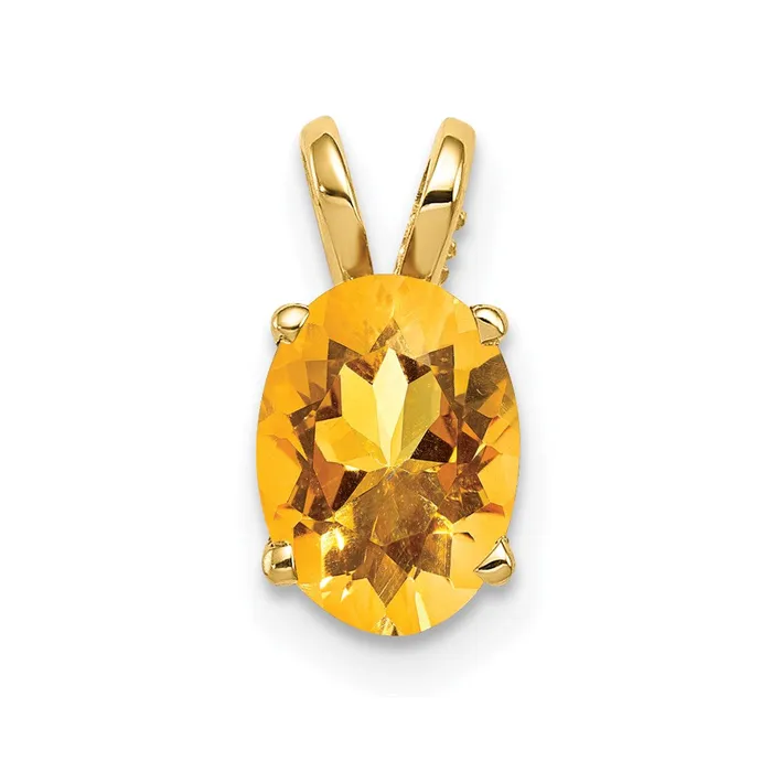 Necklaces Goldia 14K Yellow Gold 8x6mm Oval Citrine Checker pendant
