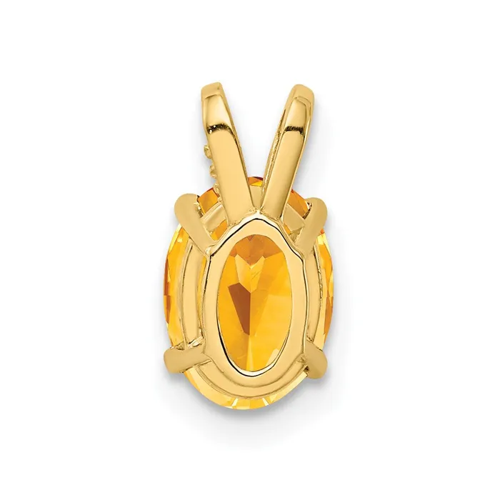 Necklaces Goldia 14K Yellow Gold 8x6mm Oval Citrine Checker pendant