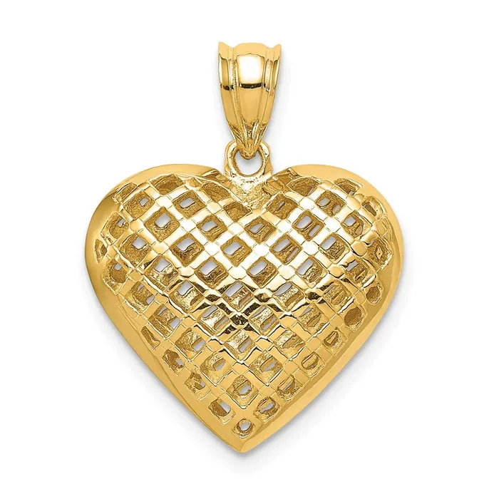 Necklaces Goldia 14k Yellow Gold Polished 3D Woven Puffed Heart Pendant