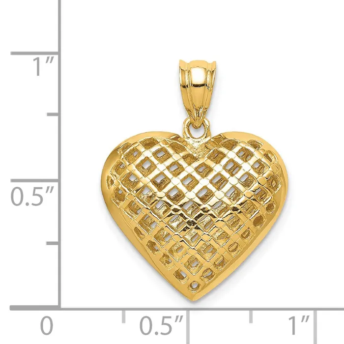 Necklaces Goldia 14k Yellow Gold Polished 3D Woven Puffed Heart Pendant