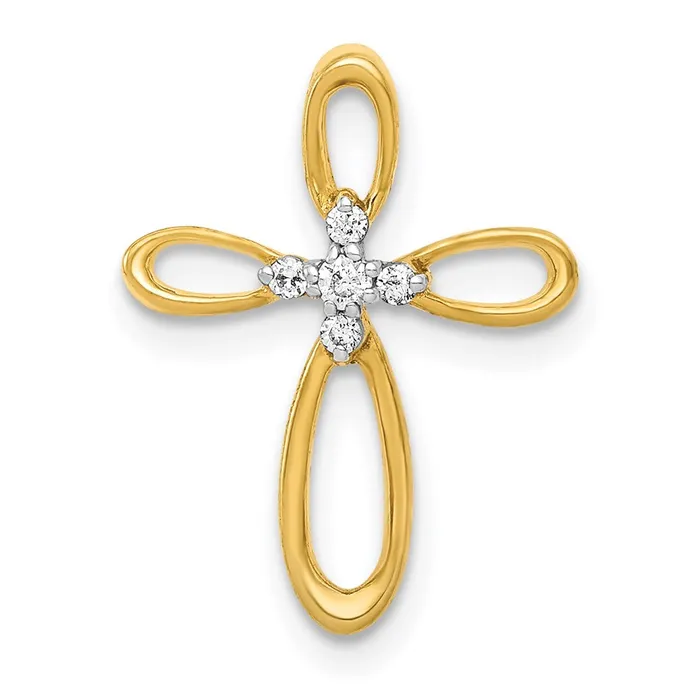 Necklaces Goldia 14K Yellow Gold Real Diamond Cross Slide Pendant