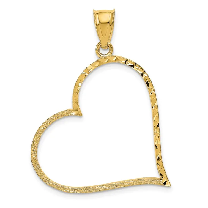 Necklaces Goldia 14k Yellow Gold Satin Diamondcut Crooked Heart Pendant