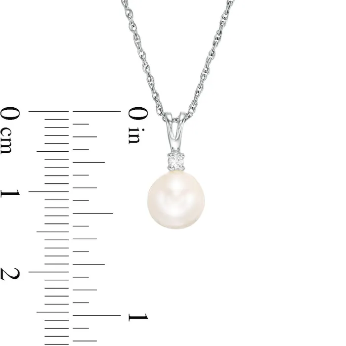 Necklaces Goldia 70mm Cultured Freshwater Pearl and LabCreated White Sapphire Pendant in Sterling Silver Necklaces Goldia 70mm Cultured Freshwater Pearl and LabCreated White Sapphire Pendant in Sterling Silver