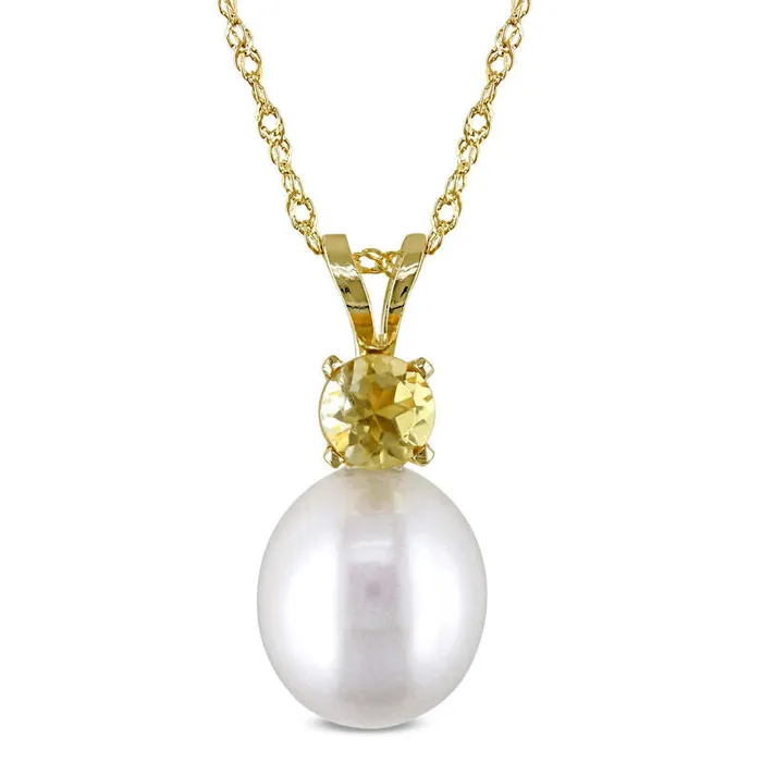 Necklaces Goldia 80 85mm Baroque Cultured Freshwater Pearl and Citrine Pendant in 14K Gold 17 Necklaces Goldia 80 85mm Baroque Cultured Freshwater Pearl and Citrine Pendant in 14K Gold 17