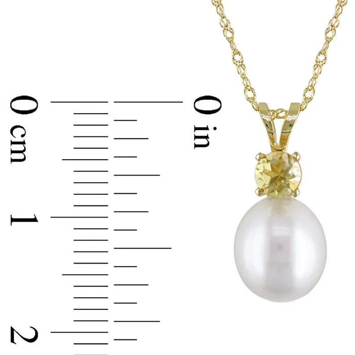 Necklaces Goldia 80 85mm Baroque Cultured Freshwater Pearl and Citrine Pendant in 14K Gold 17 Necklaces Goldia 80 85mm Baroque Cultured Freshwater Pearl and Citrine Pendant in 14K Gold 17