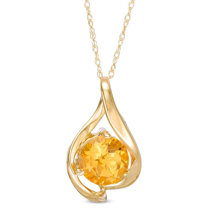 Necklaces Goldia 80mm Citrine Teardrop Pendant in 10K Yellow Gold