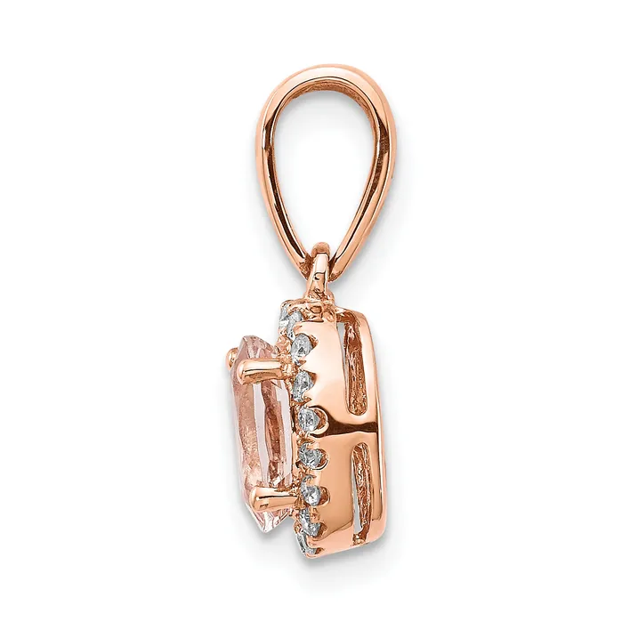 Necklaces Goldiacom 14k Rose Gold Oval Morganite and Diamond Halo Pendant