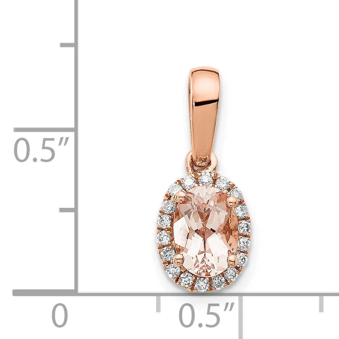 Necklaces Goldiacom 14k Rose Gold Oval Morganite and Diamond Halo Pendant