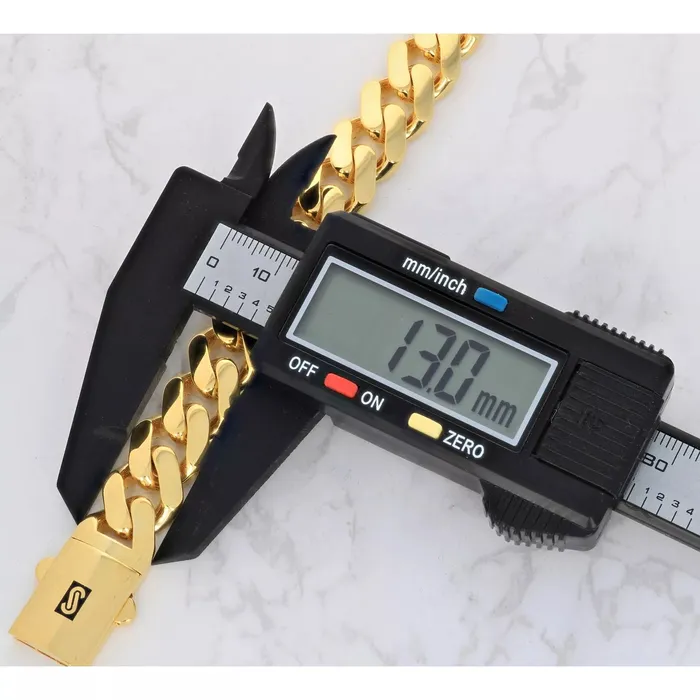 Necklaces Goldiacom 14k Yellow Gold Royal Monaco Miami Cuban Link 13mm Chain Pendant Necklace 22
