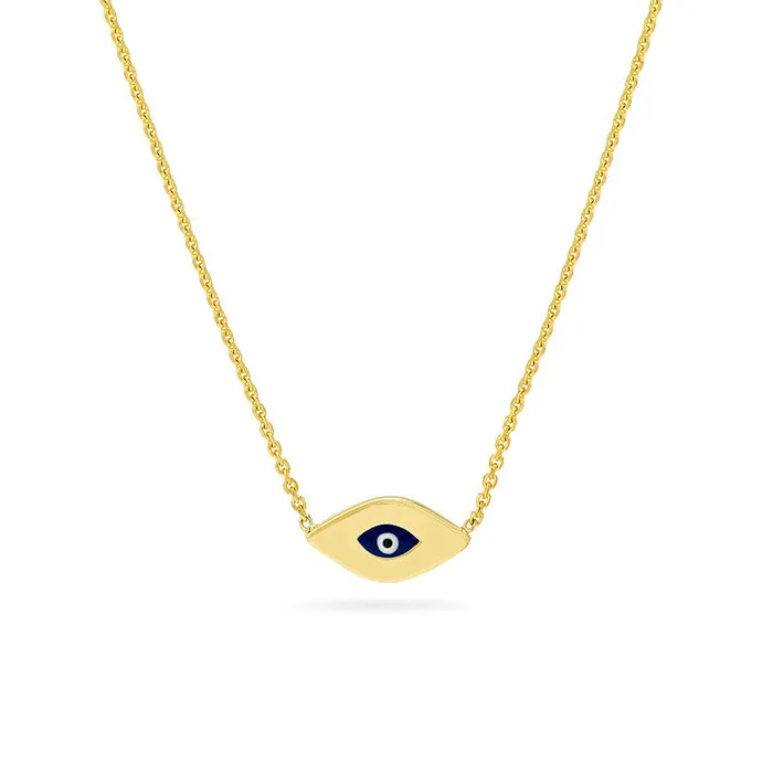 Necklaces Goldia Mini Black Blue and White Enamel Evil Eye Necklace in 14K Gold Necklaces Goldia Mini Black Blue and White Enamel Evil Eye Necklace in 14K Gold