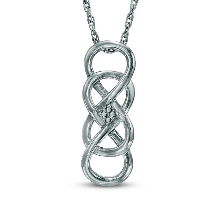 Necklaces Goldia Natural Diamond Accent Double Infinity Loop Pendant in Sterling Silver Necklaces Goldia Natural Diamond Accent Double Infinity Loop Pendant in Sterling Silver