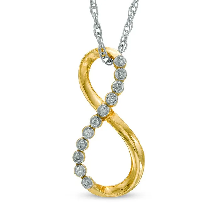 Necklaces Goldia Natural Diamond Accent Infinity Pendant in Sterling Silver with 14K Gold Plate Necklaces Goldia Natural Diamond Accent Infinity Pendant in Sterling Silver with 14K Gold Plate