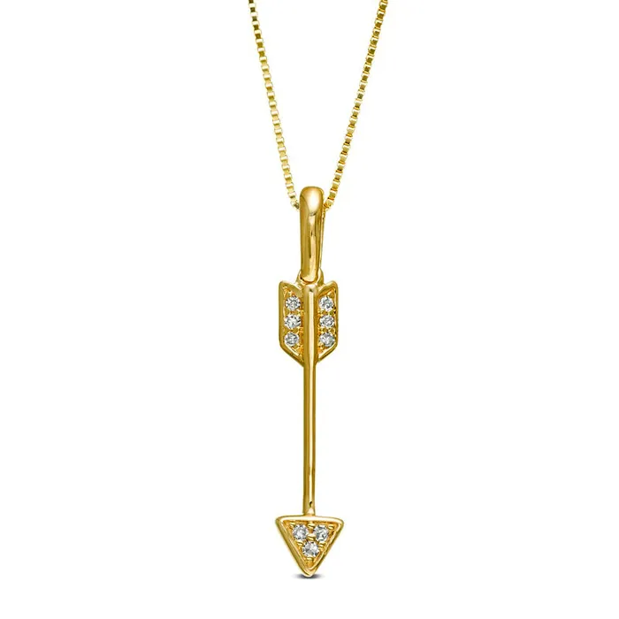 Necklaces Goldia Natural Diamond Accent Linear Arrow Pendant in 10K Yellow Gold Necklaces Goldia Natural Diamond Accent Linear Arrow Pendant in 10K Yellow Gold