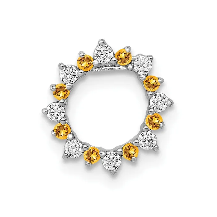 Necklaces Goldia Solid 14k White Gold Simulated CZ and 08 Citrine Fancy Circle Chain Slide Necklaces Goldia Solid 14k White Gold Simulated CZ and 08 Citrine Fancy Circle Chain Slide
