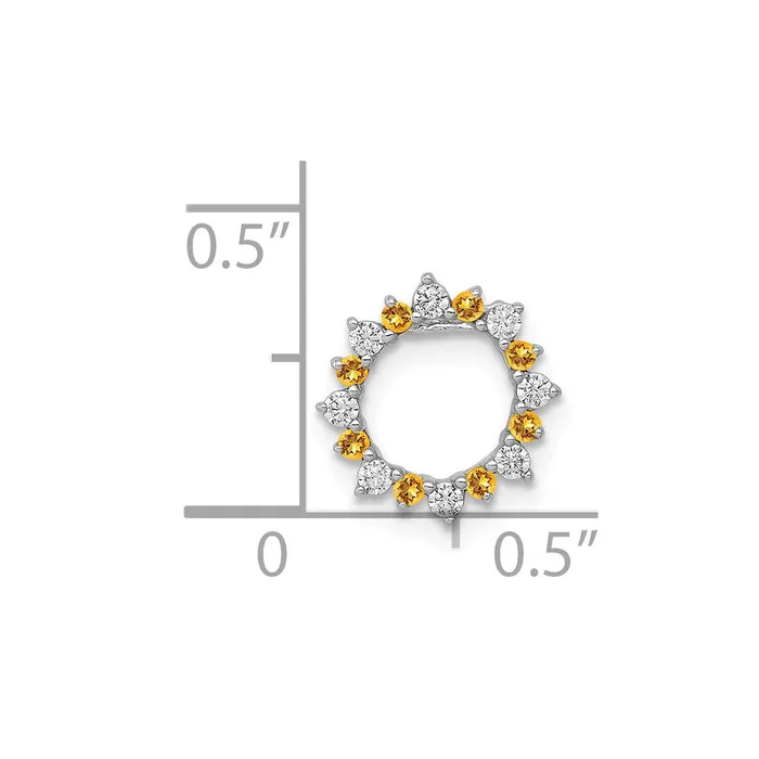 Necklaces Goldia Solid 14k White Gold Simulated CZ and 08 Citrine Fancy Circle Chain Slide