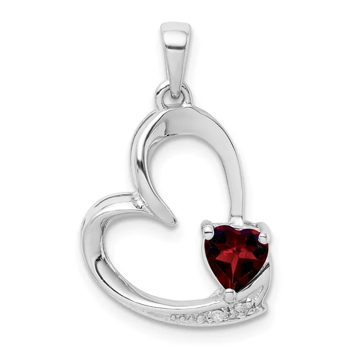 Necklaces Goldia Sterling Silver Garnet u0026 Diamond Heart Pendant