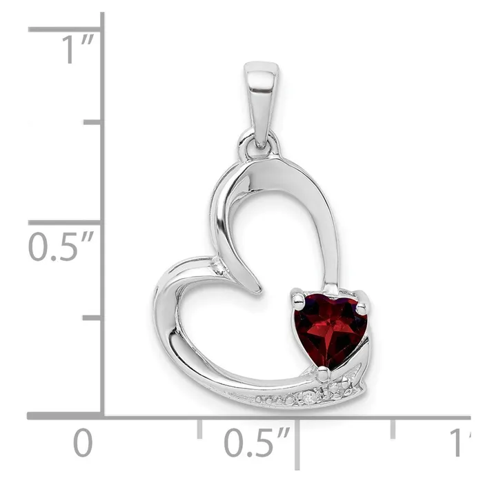 Necklaces Goldia Sterling Silver Garnet u0026 Diamond Heart Pendant