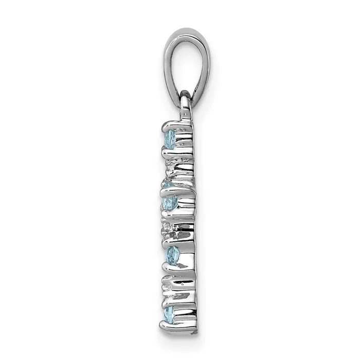 Necklaces Goldia Sterling Silver Rhodium Lt Sw Blue Topaz Cross u0026 Diamond Accent Pendant