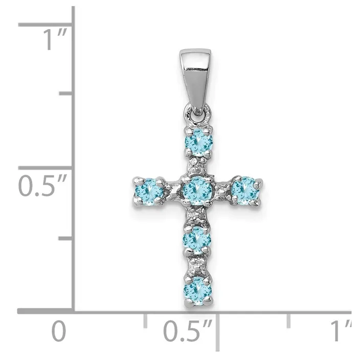 Necklaces Goldia Sterling Silver Rhodium Lt Sw Blue Topaz Cross u0026 Diamond Accent Pendant
