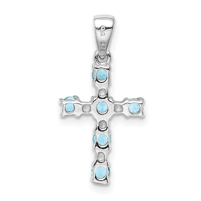 Necklaces Goldia Sterling Silver Rhodium Lt Sw Blue Topaz Cross u0026 Diamond Accent Pendant