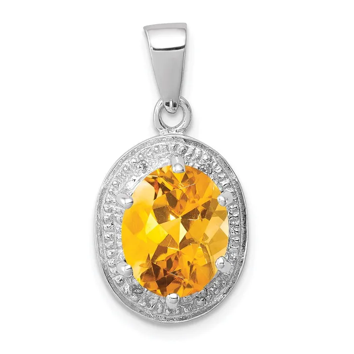 Necklaces Goldia Sterling Silver Rhodiumplated Citrine u0026 Diamond Pendant Necklaces Goldia Sterling Silver Rhodiumplated Citrine u0026 Diamond Pendant