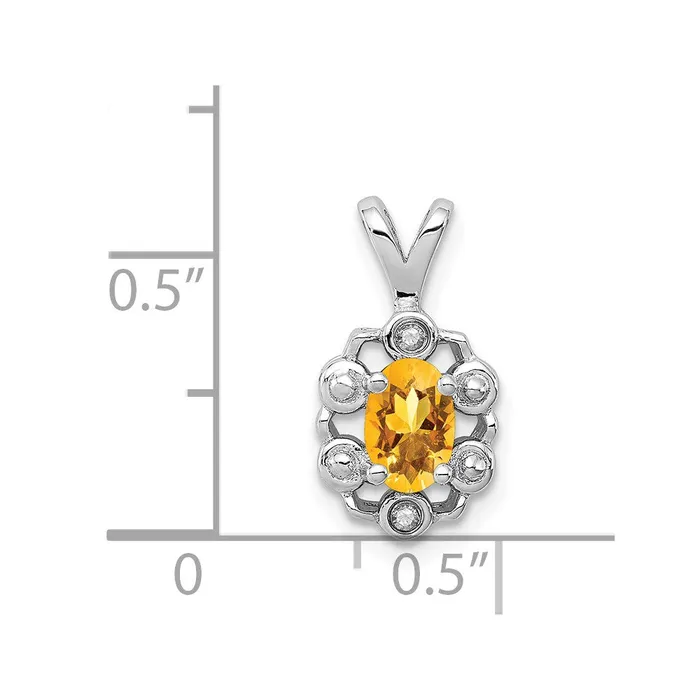 Necklaces Goldia Sterling Silver Rhodiumplated Citrine u0026 Diamond Pendant