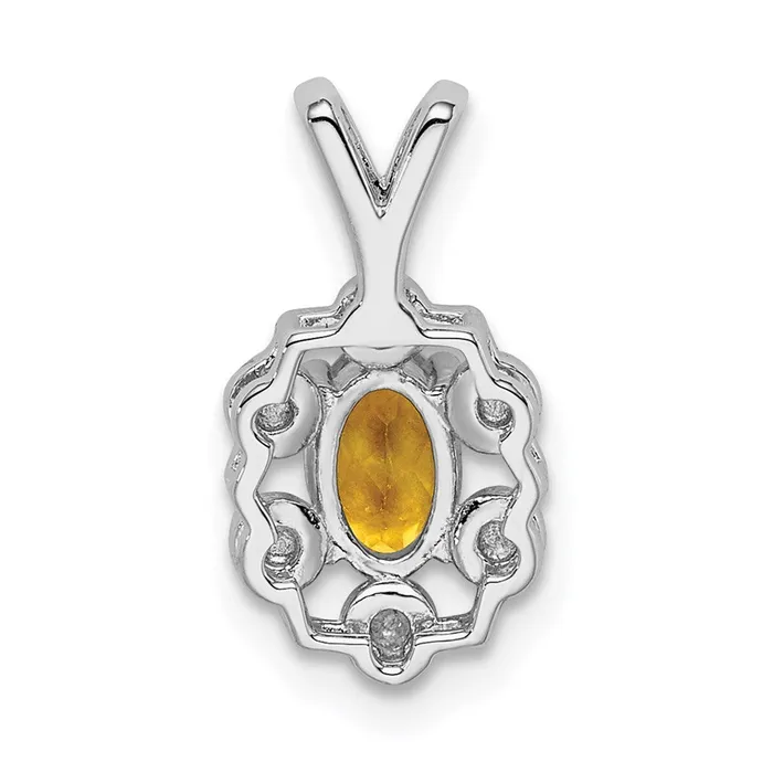 Necklaces Goldia Sterling Silver Rhodiumplated Citrine u0026 Diamond Pendant
