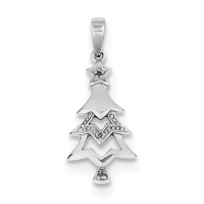 Necklaces Goldia Sterling Silver Rhodium Plated Diamond Christmas Tree Pendant Necklaces Goldia Sterling Silver Rhodium Plated Diamond Christmas Tree Pendant