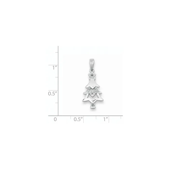 Necklaces Goldia Sterling Silver Rhodium Plated Diamond Christmas Tree Pendant