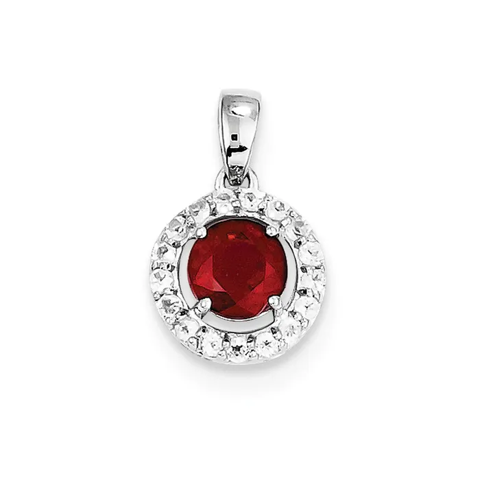 Necklaces Goldia Sterling Silver Rhodium Plated White Topaz u0026 Glass Filled Ruby Pendant Necklaces Goldia Sterling Silver Rhodium Plated White Topaz u0026 Glass Filled Ruby Pendant
