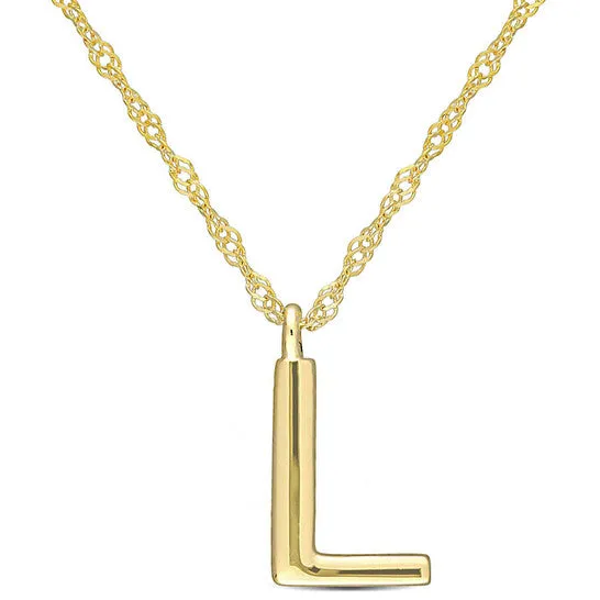 Necklaces JMS always Original Amour Intial L Pendant with Chain in 14k Yellow Gold Necklaces JMS always Original Amour Intial L Pendant with Chain in 14k Yellow Gold