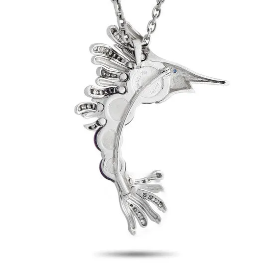 Necklaces JMS always Original PreOwned Chanel 18K White Gold 125ct Diamond and Amethyst Swordfish Pin and Necklace Necklaces JMS always Original PreOwned Chanel 18K White Gold 125ct Diamond and Amethyst Swordfish Pin and Necklace