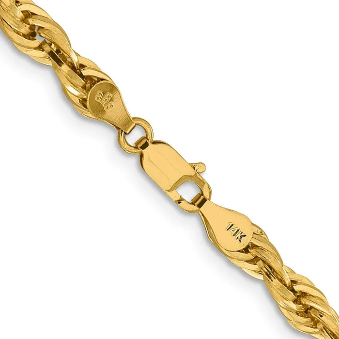 Necklaces MDS 14K Yellow Gold 16 inch 475mm Semi Solid Rope with Lobster Clasp Chain Necklace Necklaces MDS 14K Yellow Gold 16 inch 475mm Semi Solid Rope with Lobster Clasp Chain Necklace