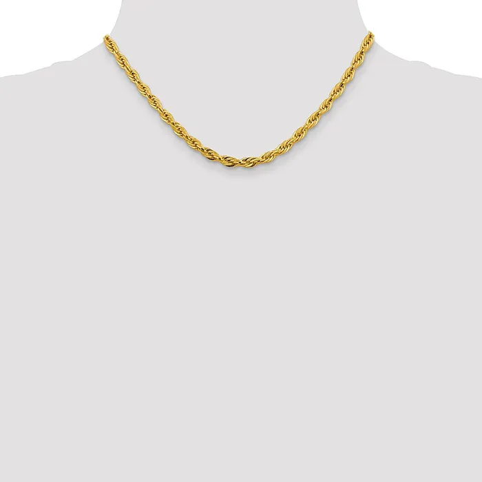 Necklaces MDS 14K Yellow Gold 16 inch 475mm Semi Solid Rope with Lobster Clasp Chain Necklace Necklaces MDS 14K Yellow Gold 16 inch 475mm Semi Solid Rope with Lobster Clasp Chain Necklace