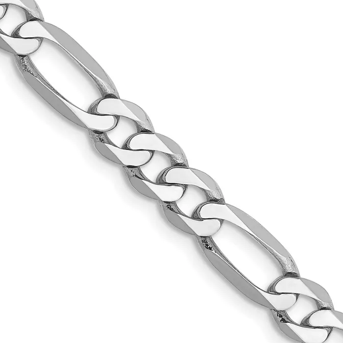 Necklaces MDS Solid 14K White Gold 22 inch 55mm Flat Figaro with Lobster Clasp Chain Necklace