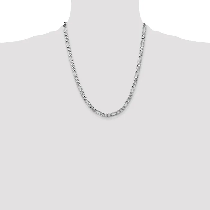 Necklaces MDS Solid 14K White Gold 22 inch 55mm Flat Figaro with Lobster Clasp Chain Necklace Necklaces MDS Solid 14K White Gold 22 inch 55mm Flat Figaro with Lobster Clasp Chain Necklace