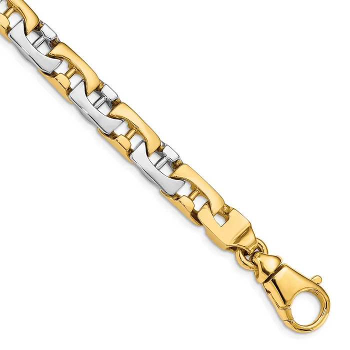 Necklaces Solid 14K Twotone Gold 22 inch 85mm Hand Polished Fancy Link with Fancy Lobster Clasp Chain Necklace MDS Necklaces Solid 14K Twotone Gold 22 inch 85mm Hand Polished Fancy Link with Fancy Lobster Clasp Chain Necklace MDS