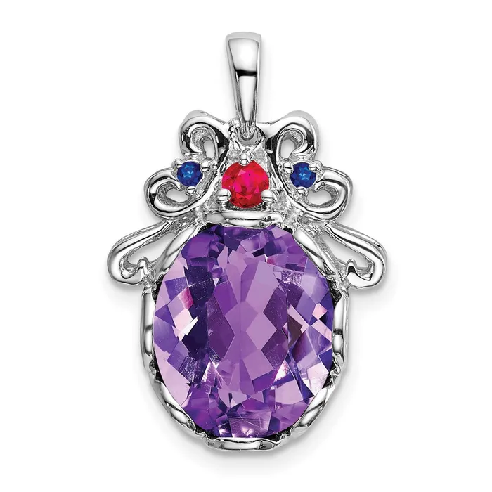 Necklaces Sterling Silver Amethyst u0026 Rubyu0026Sapphire Pendant Goldia