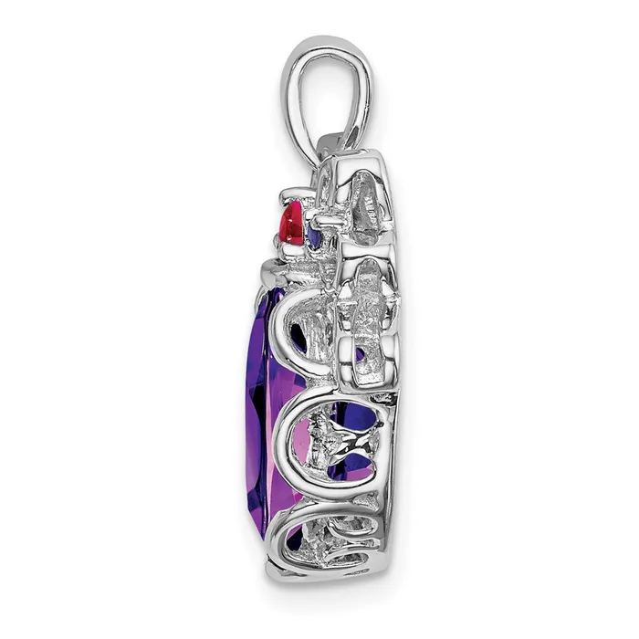 Necklaces Sterling Silver Amethyst u0026 Rubyu0026Sapphire Pendant Goldia