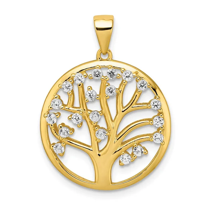 Necklaces Sterling Silver Goldtone Created White Sapphire Tree of Life Pendant Goldia Necklaces Sterling Silver Goldtone Created White Sapphire Tree of Life Pendant Goldia