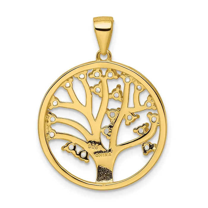 Necklaces Sterling Silver Goldtone Created White Sapphire Tree of Life Pendant Goldia