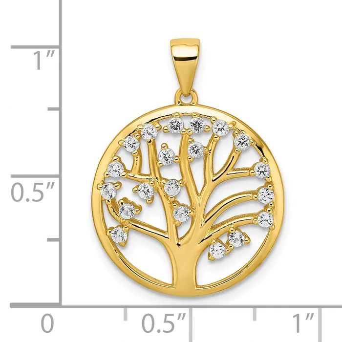 Necklaces Sterling Silver Goldtone Created White Sapphire Tree of Life Pendant Goldia