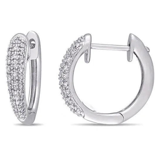 Original AMOUR 14 CT TW Diamond Hoop Earrings In 14K White Gold JMS always Earrings