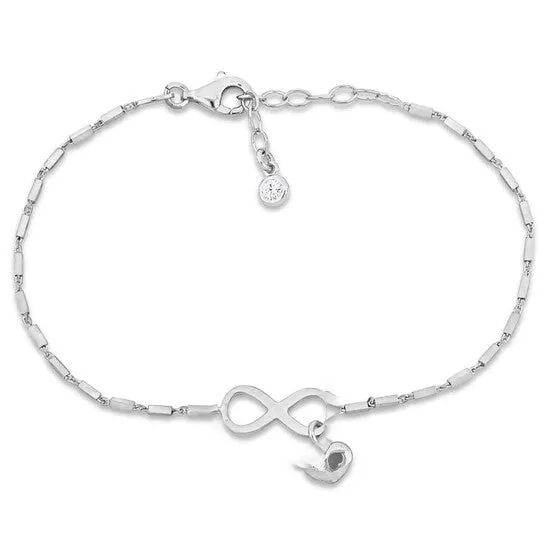 Original Amour 15 CT TGW Cubic Zirconia Infinity and Heart Charm Bracelet in Sterling Silver JMS always Bracelets Original Amour 15 CT TGW Cubic Zirconia Infinity and Heart Charm Bracelet in Sterling Silver JMS always Bracelets