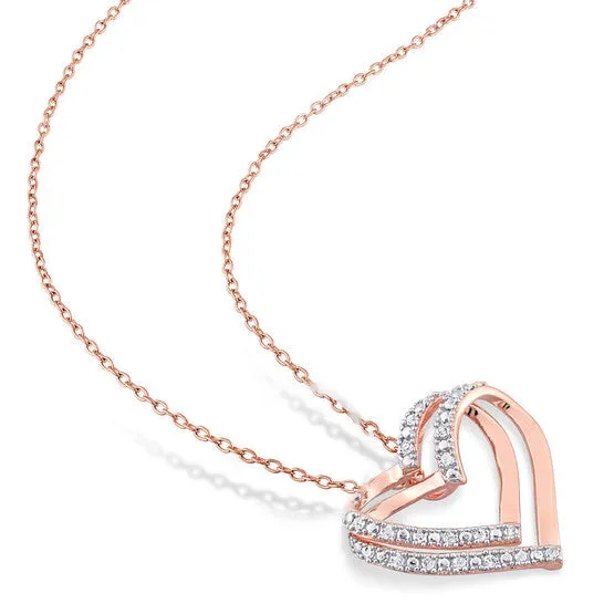 Original AMOUR 15 CT TW Diamond Open Heart Pendant with Chain In Rose Plated Sterling Silver JMS always Necklaces Original AMOUR 15 CT TW Diamond Open Heart Pendant with Chain In Rose Plated Sterling Silver JMS always Necklaces
