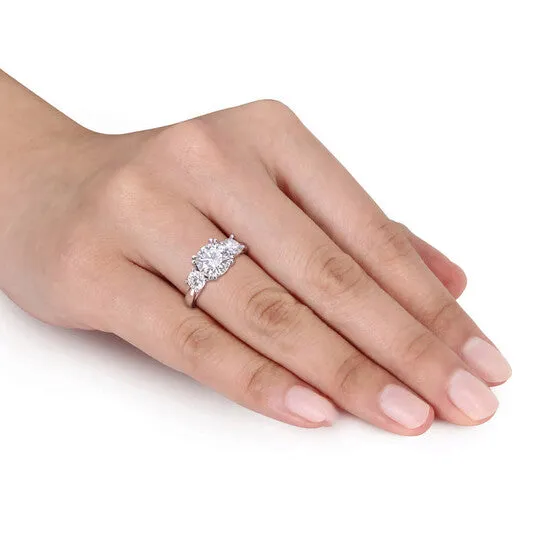 Original Amour 10k White Gold 2 45 CT TGW Created White Moissanite 3 Stone Ring JMS always Rings Original Amour 10k White Gold 2 45 CT TGW Created White Moissanite 3 Stone Ring JMS always Rings