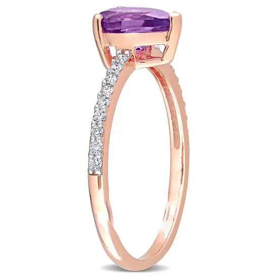 Original Amour 14k Rose Gold 1 CT TGW Pear Shape Amethyst and 17 CT TDW Diamond Ring JMS always Rings Original Amour 14k Rose Gold 1 CT TGW Pear Shape Amethyst and 17 CT TDW Diamond Ring JMS always Rings